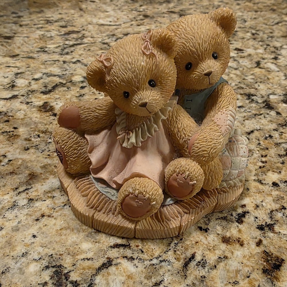 Cherished Teddies Tan and Pink Bear Pair